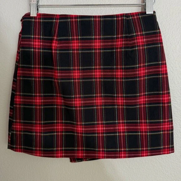 Joe B Plaid Mini Skirt Gold Chain Detail Party Club Wear Clueless - Picture 7 of 9